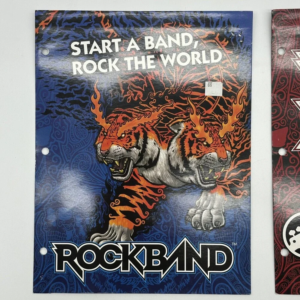 Set of 2 Rock Band Video Game Blue & Red Logo 2-Pocket Portfolio School Folders